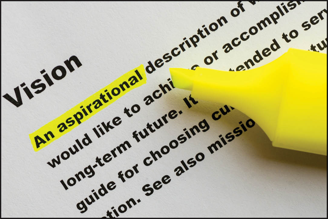 The word Vision highlighted in yellow with felt tip pen 