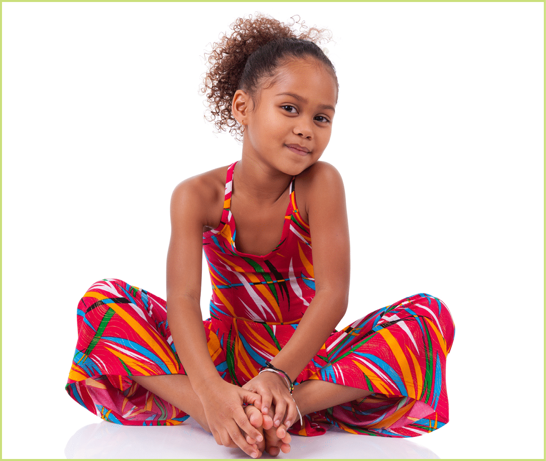 16191201 - portrait of a cute young african asian girl seated on the floor