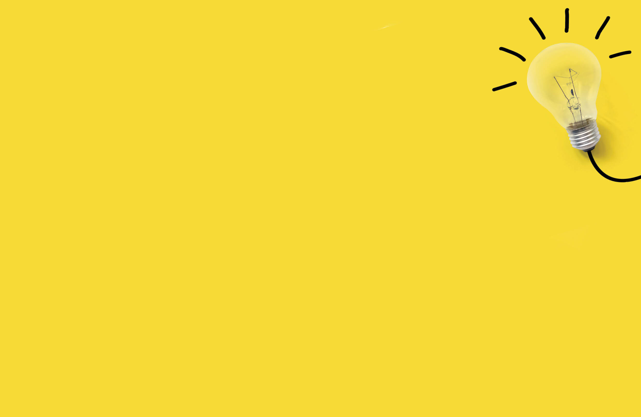 Creative thinking ideas brain innovation concept  Light bulb on yellow background